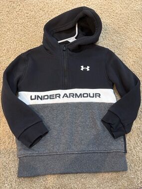 Under Armour Kids Black, White & Gray Hooded Half-Zip Pullover